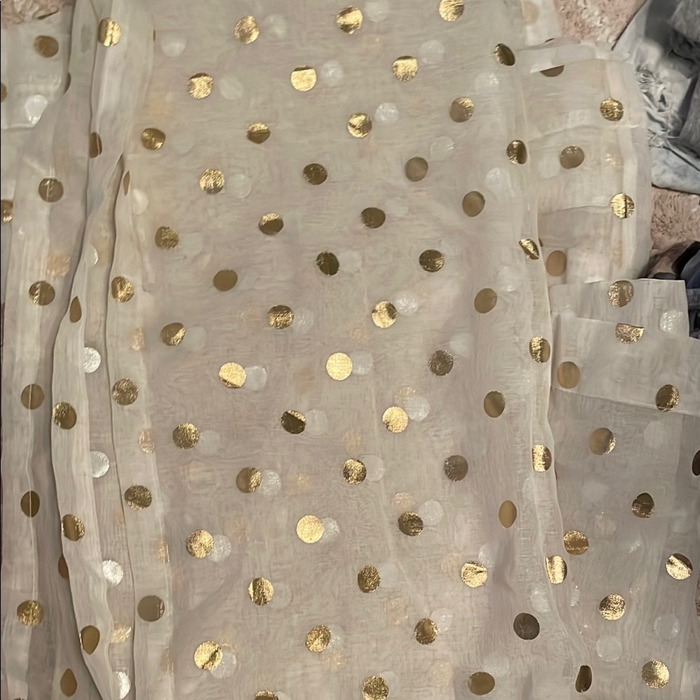 Elegant Gold Polka Dot Sheer Curtains